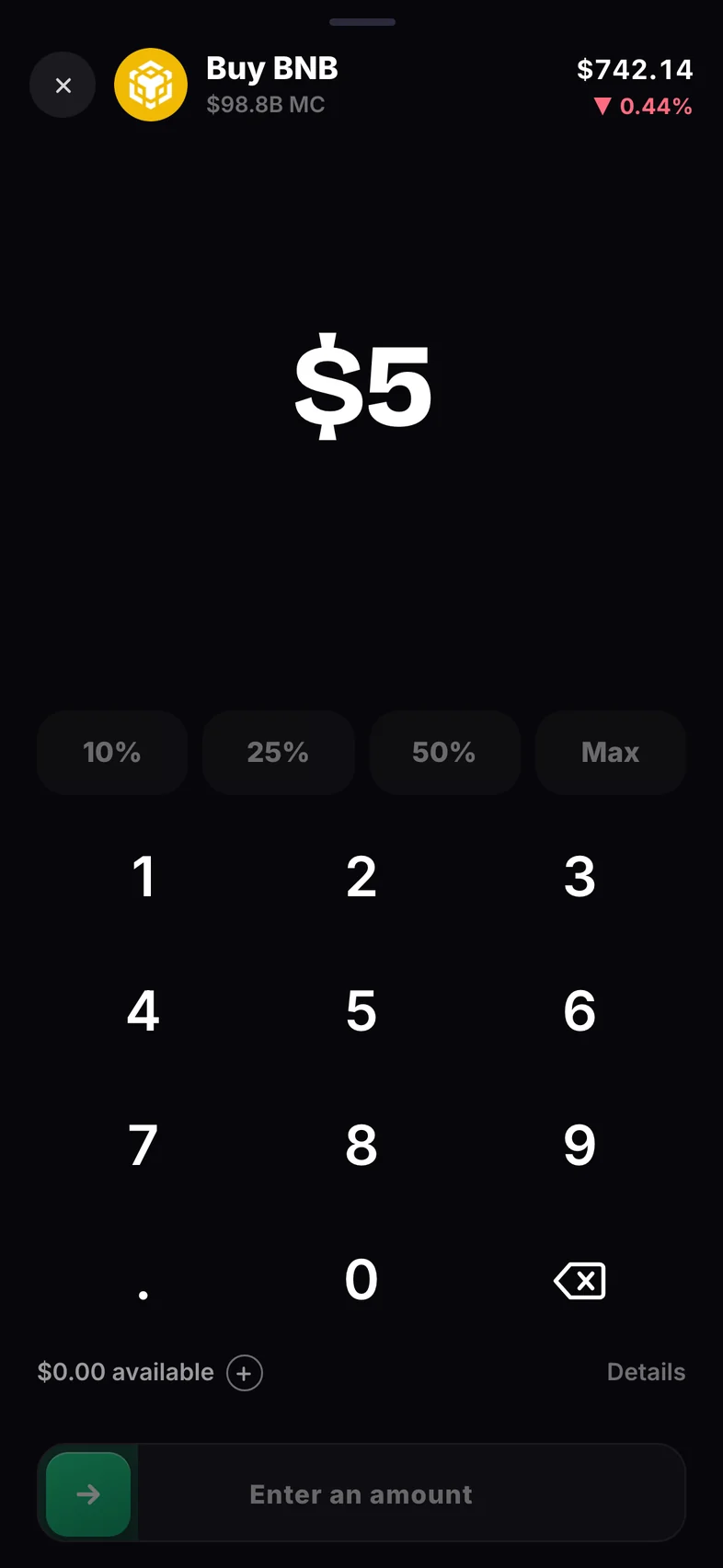 Buy screen